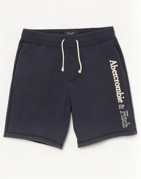 Pantaloncini sportivi grafici da uomo Abercrombie & Fitch piccoli in cotone blu navy