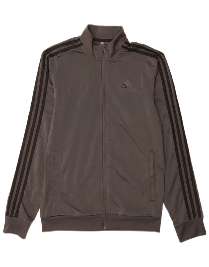 Giacca da ginnastica da uomo Adidas piccola in poliestere grigio