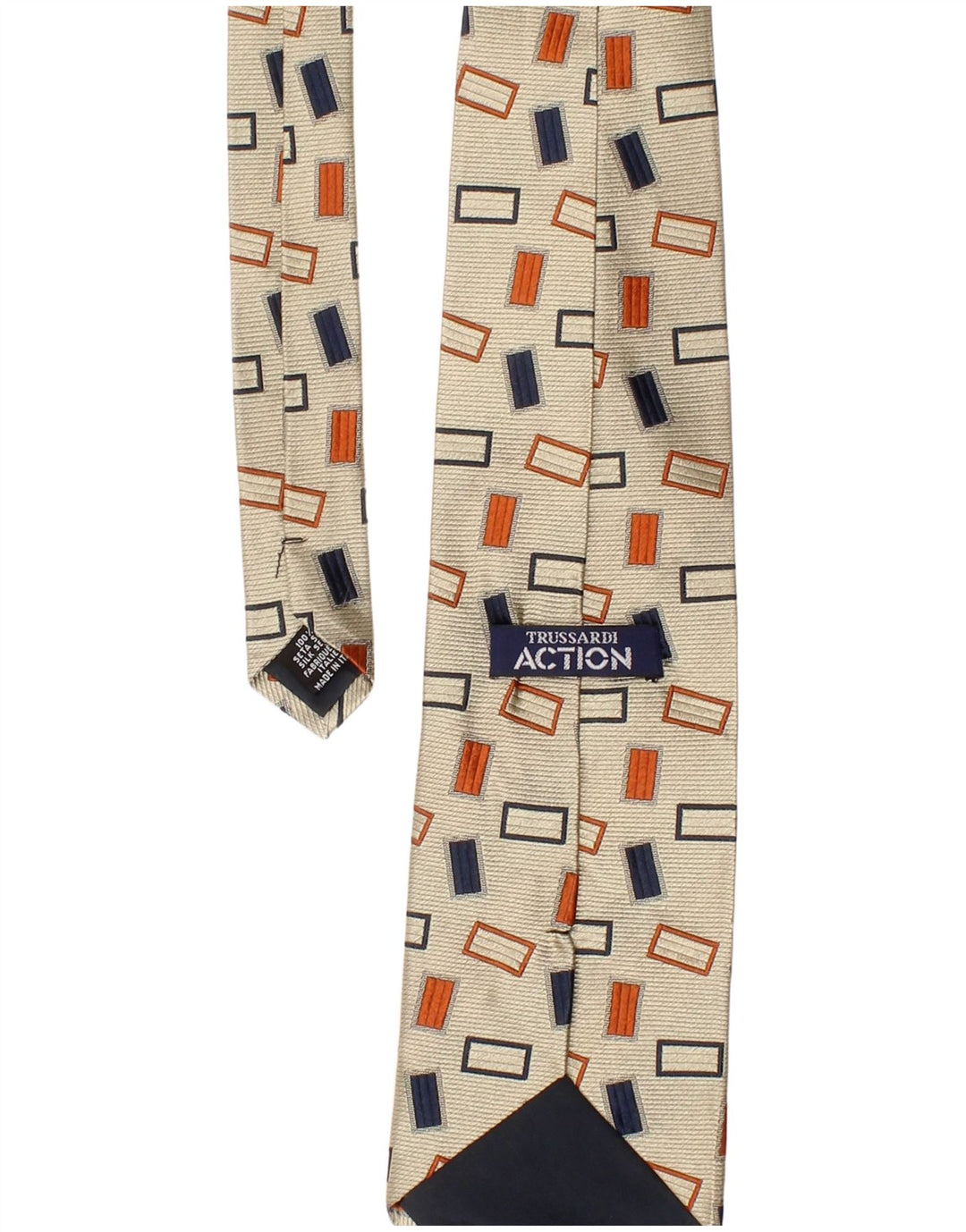 Cravatta Uomo Trussardi Taglia Unica Beige Geometria Seta Classica