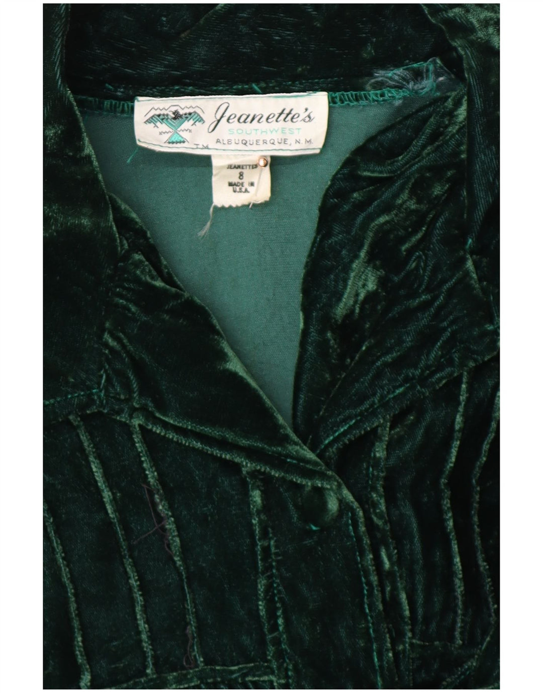 Camicia pullover in velluto da donna VINTAGE US 8 verde medio