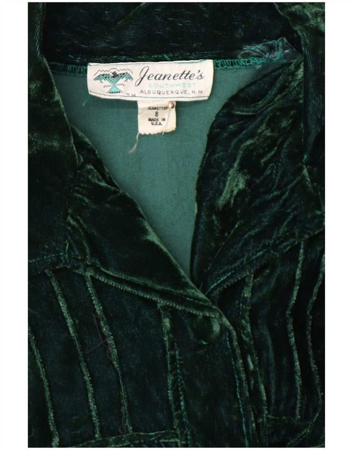 Camicia pullover in velluto da donna VINTAGE US 8 verde medio