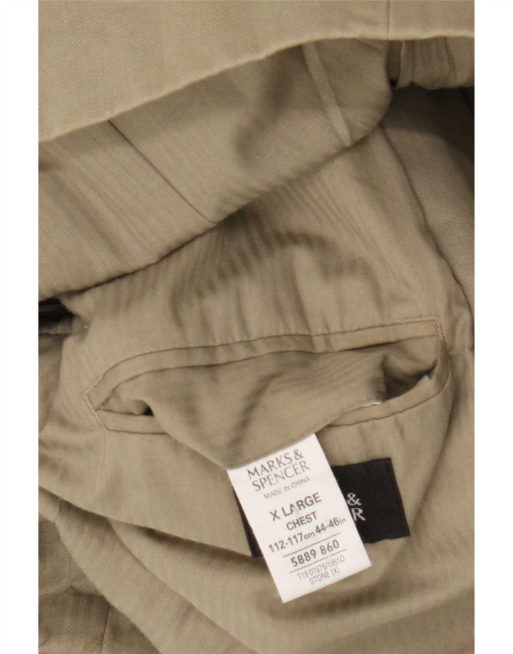 Giacca blazer a 3 bottoni Marks & Spencer da uomo UK 44 XL cotone kaki