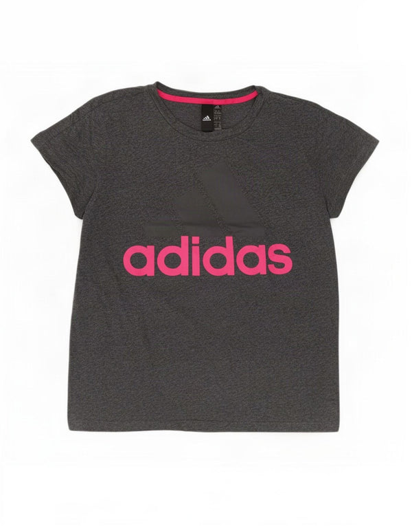 T-shirt grafica Adidas da donna Top UK 16/18 grande cotone grigio