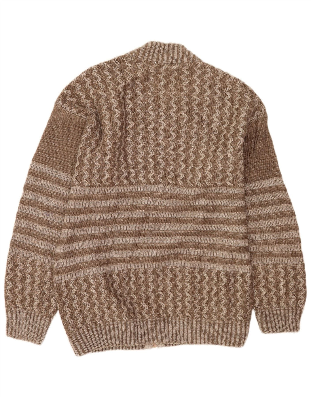 Maglione cardigan grafico da uomo vintage grande lana patchwork marrone