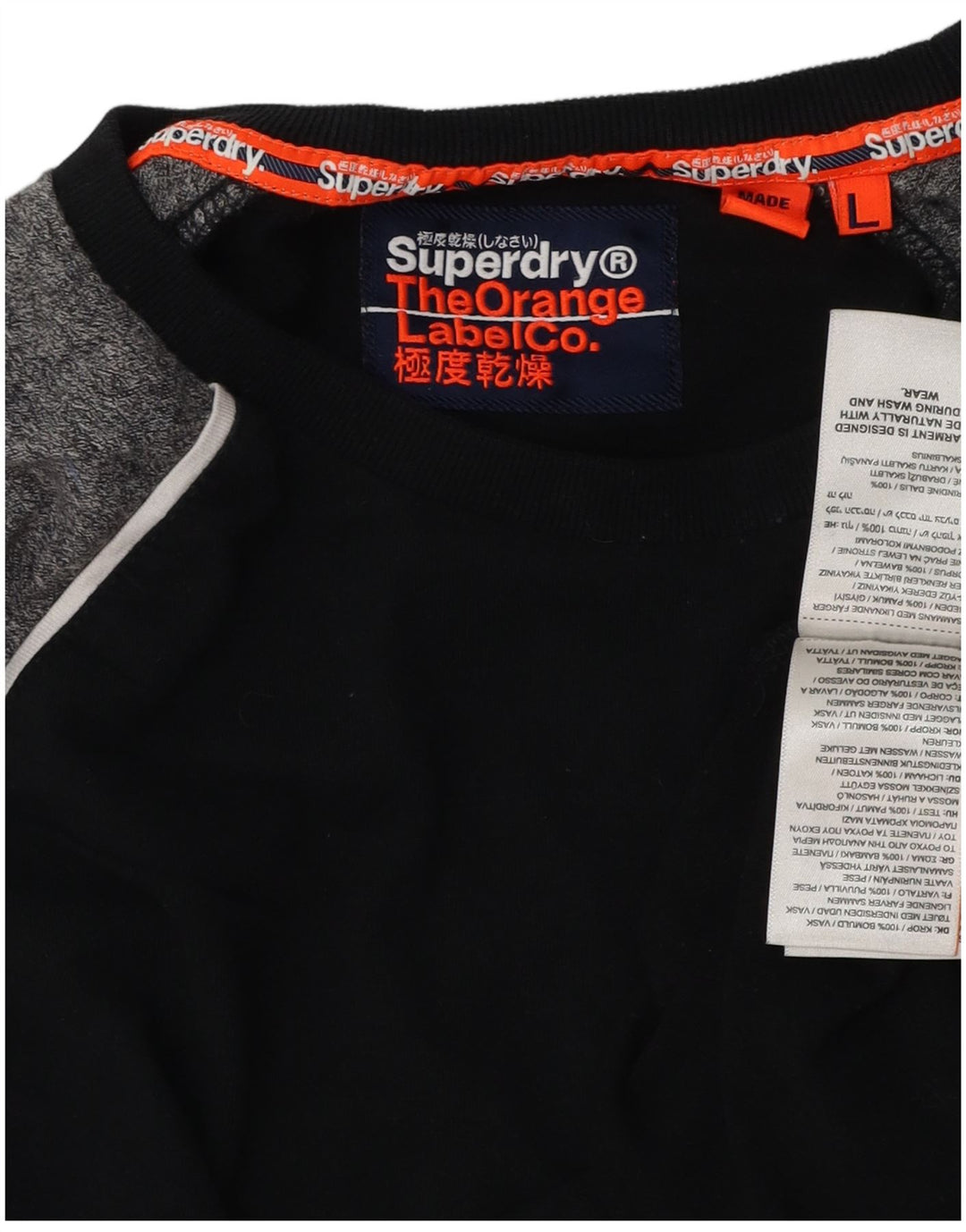 Top da uomo SUPERDRY a maniche lunghe in cotone color block nero grande