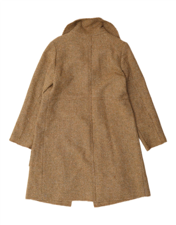 VINTAGE Womens Overcoat UK 14 Medium Beige Herringbone