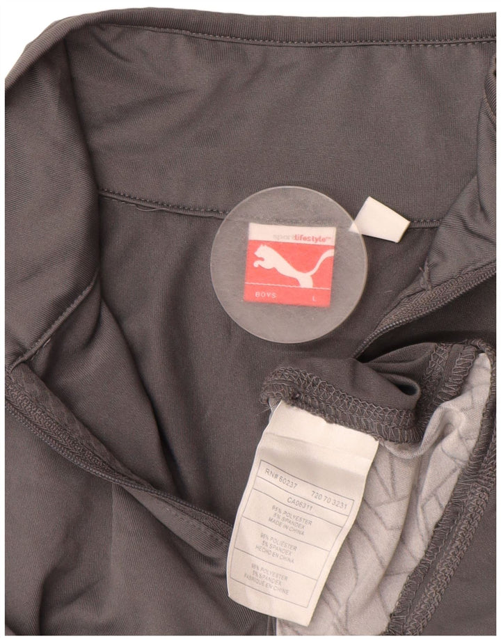 Maglia da ginnastica PUMA da ragazzo con zip e collo, 11-12 anni, grande, grigia