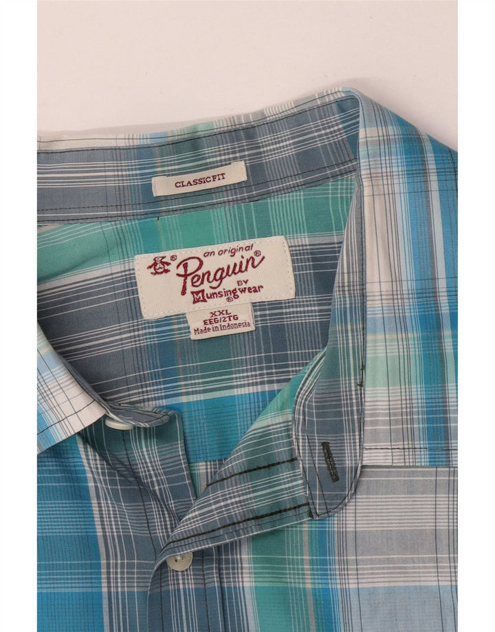 Camicia da uomo Classic Fit Penguin 2XL a quadri blu