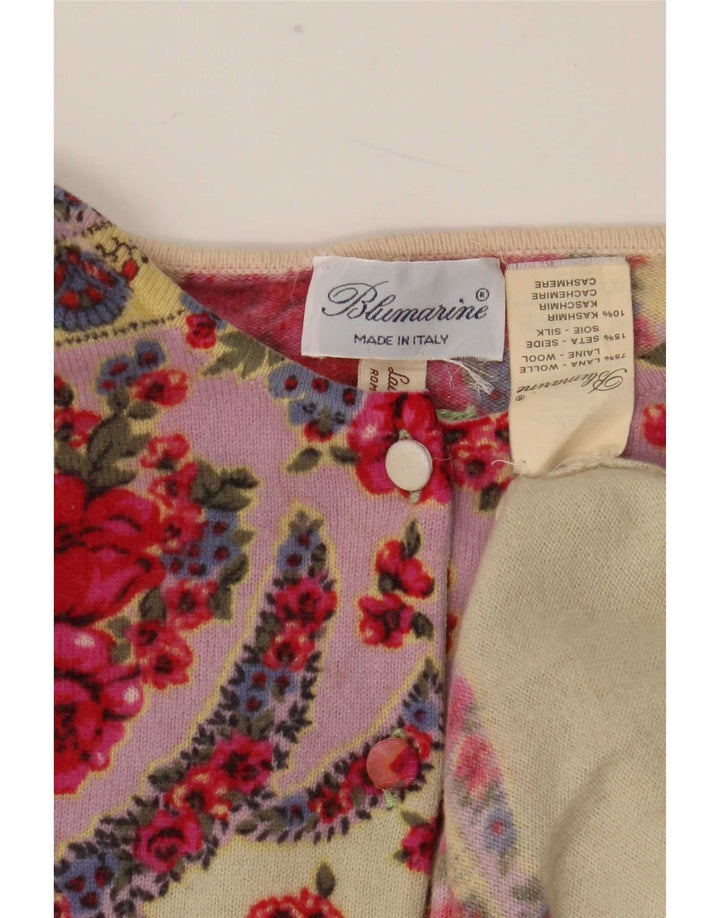 Maglia Cardigan Donna Blumarine IT 46 Large Lana Floreale Multicolore