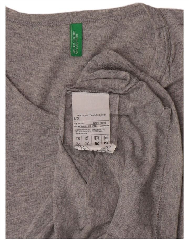T-shirt grafica da uomo Benetton Top grande in cotone grigio
