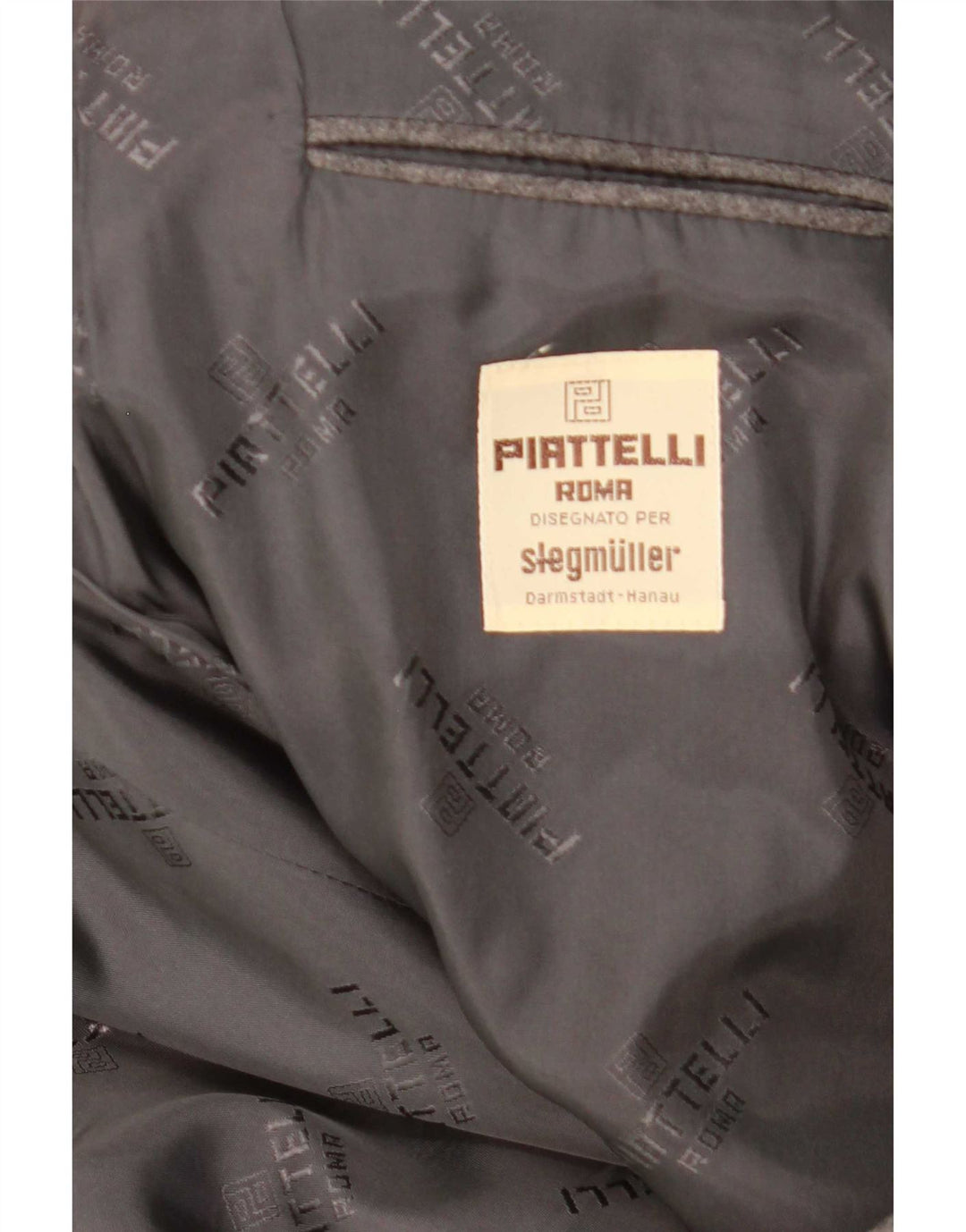 Giacca blazer da uomo a 2 bottoni Piattelli UK 38 lana vergine grigio medio