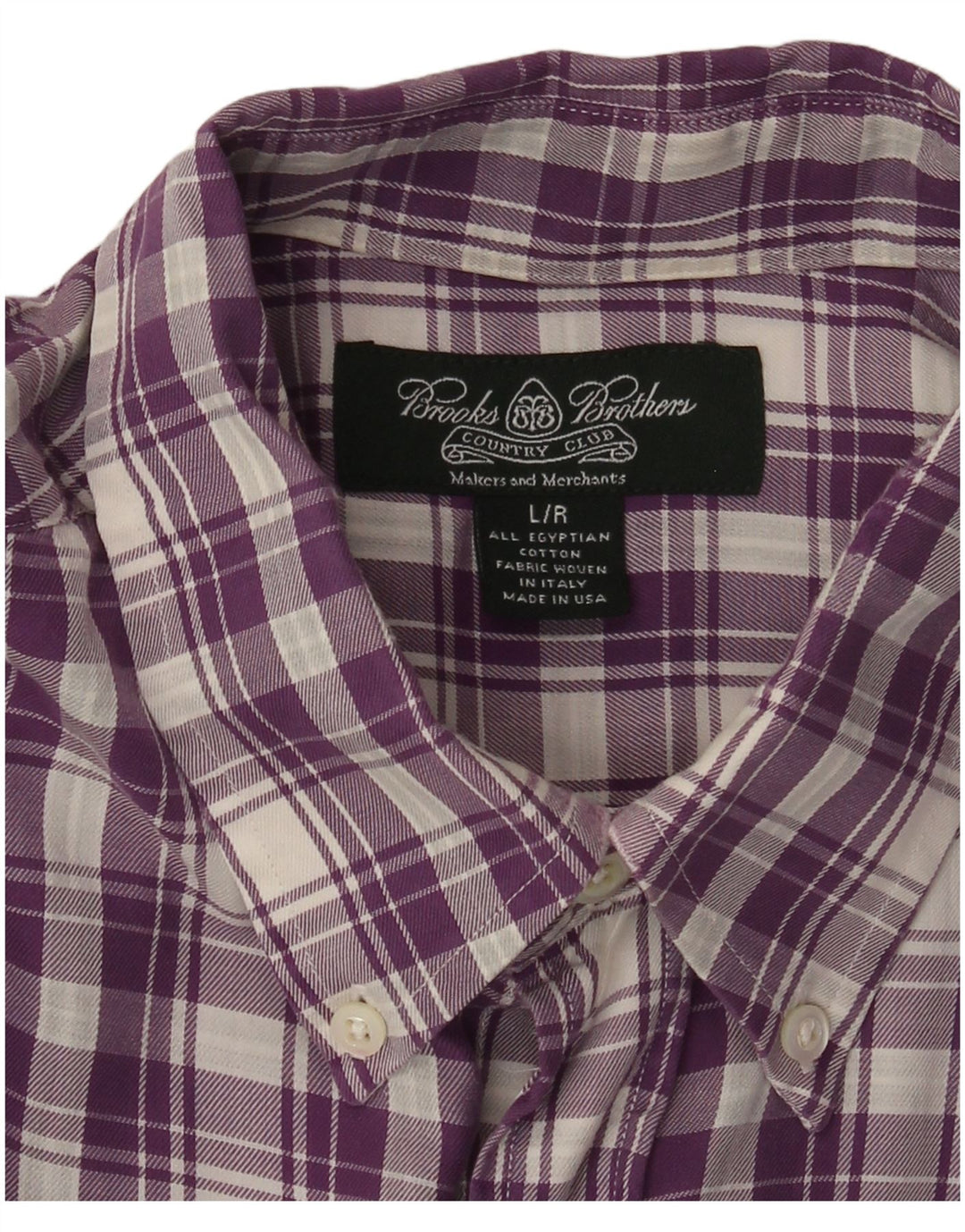 BROOKS BROTHERS Camicia da uomo in flanella di cotone a quadri viola grande