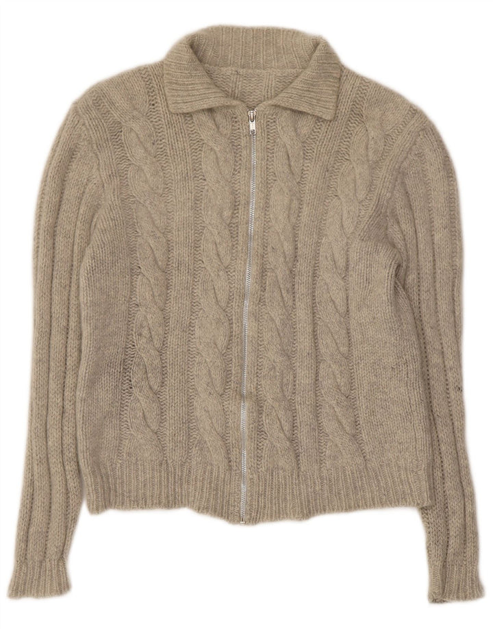 Maglione cardigan da donna vintage UK 10 piccolo grigio