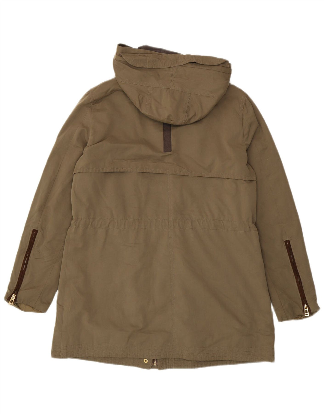 Giacca Parka con cappuccio da donna Zara UK 16 grande poliestere kaki