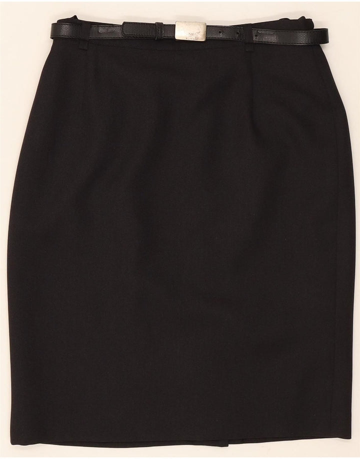 VINTAGE Womens Pencil Skirt UK 12 Medium W28  Black Polyester Vintage Vintage and Second-Hand Vintage from Messina Hembry 