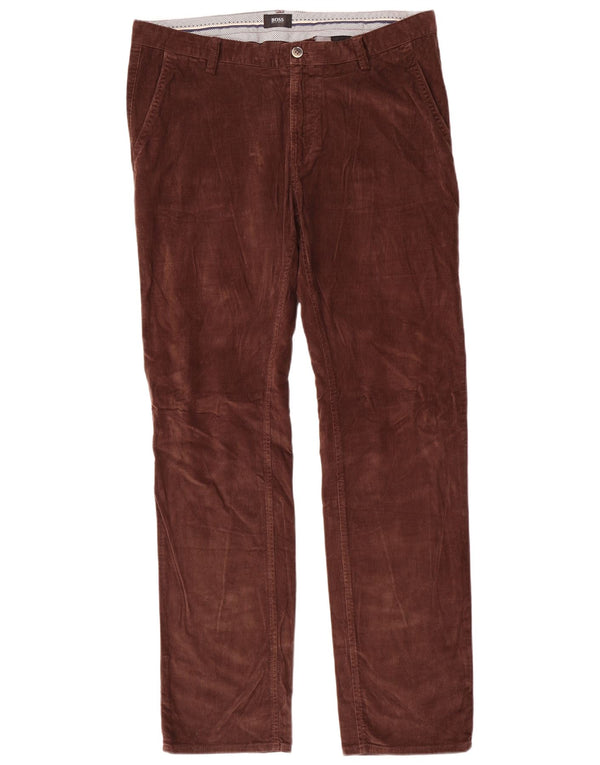 Pantaloni dritti da uomo in velluto a coste Hugo Boss IT 52 XL W36 L34 cotone marrone