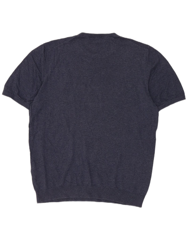 Maglione da uomo a maniche corte girocollo Reiss di grandi dimensioni in cotone blu navy