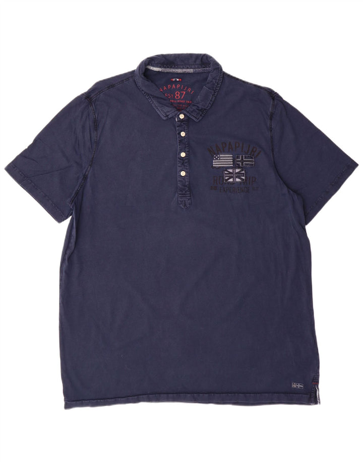 Polo grafica da uomo NAPAPIJRI 3XL cotone blu navy