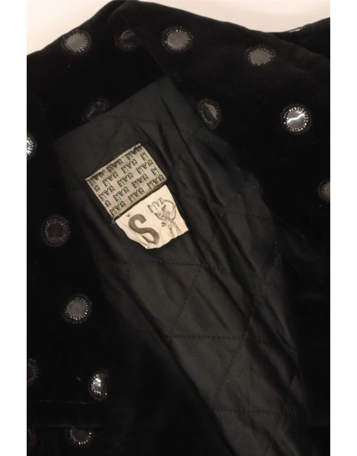 Giubbotto bomber oversize in velluto vintage da donna UK 10 piccolo a pois neri