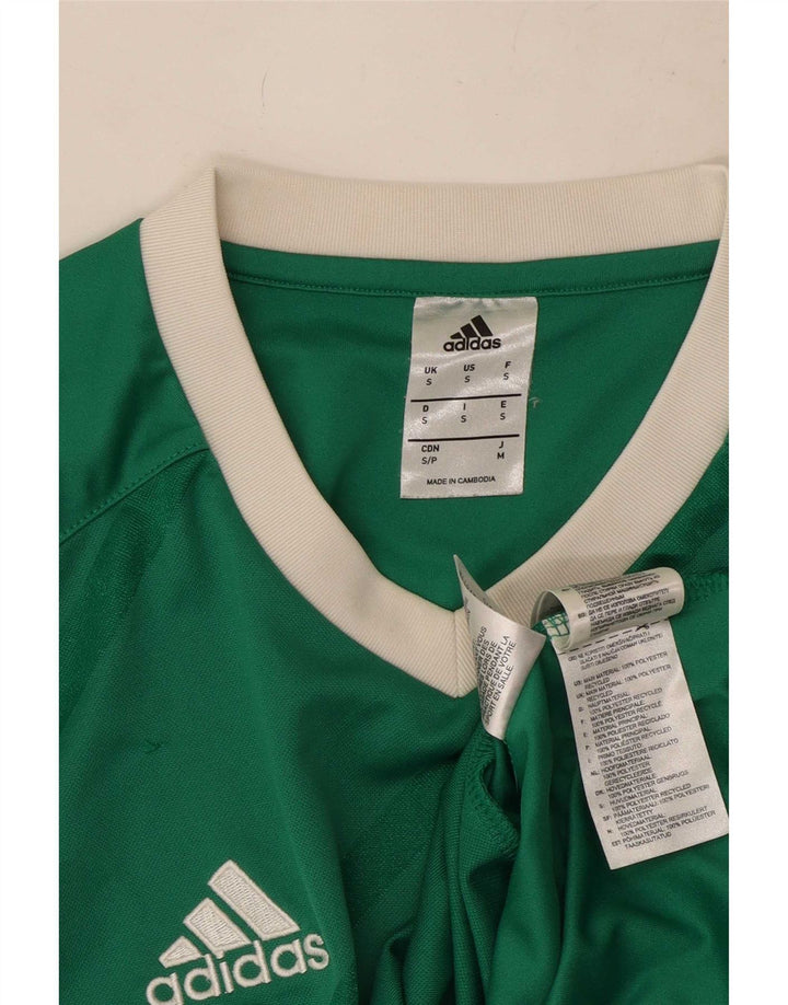 Top Adidas da uomo a maniche lunghe in poliestere a righe piccole verdi
