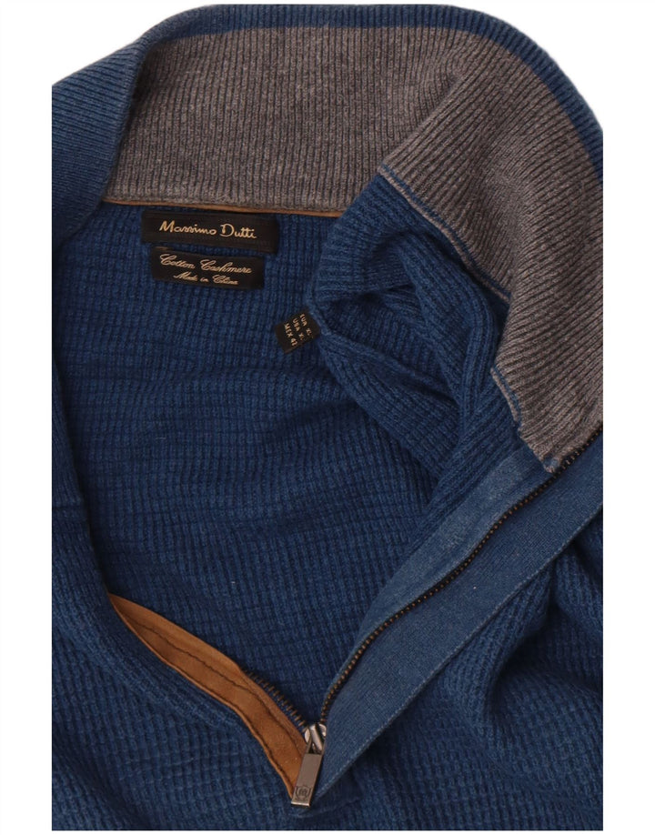 Maglione maglione da uomo con zip e collo Massimo Dutti XL blu