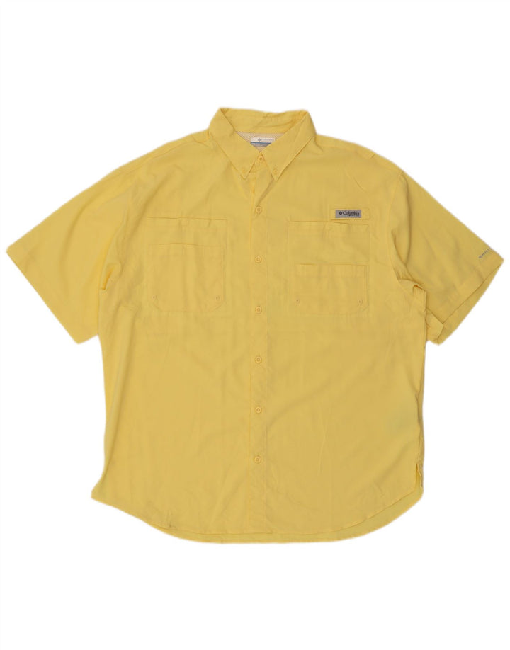 Camicia a maniche corte Columbia Omni-Shade da uomo, grande, in poliestere giallo