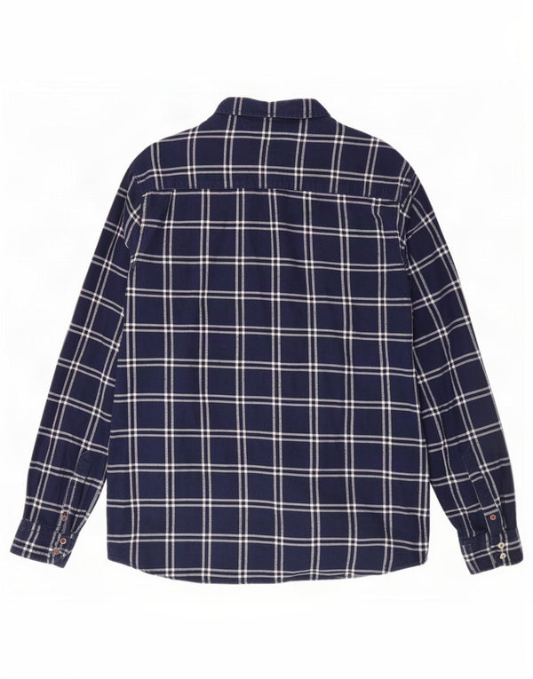 Tommy Hilfiger Camicia da uomo in flanella dal taglio vintage, grande, in cotone a quadri blu navy