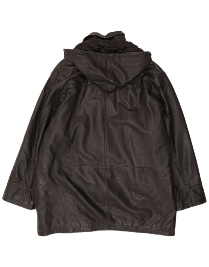 Cappotto in pelle da uomo con cappuccio Conbipel IT 56 2XL Nero