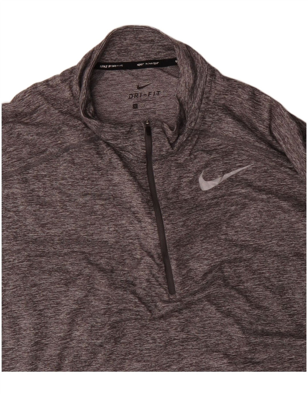 NIKE Top da tuta pullover con zip e collo Dri Fit da uomo, grande, grigio screziato