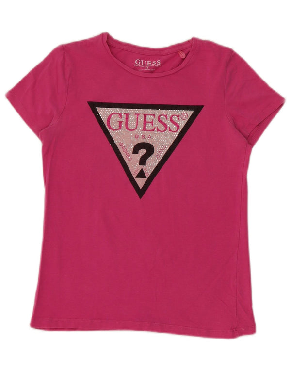 T-shirt grafica per ragazze Guess 11-12 anni in cotone rosa