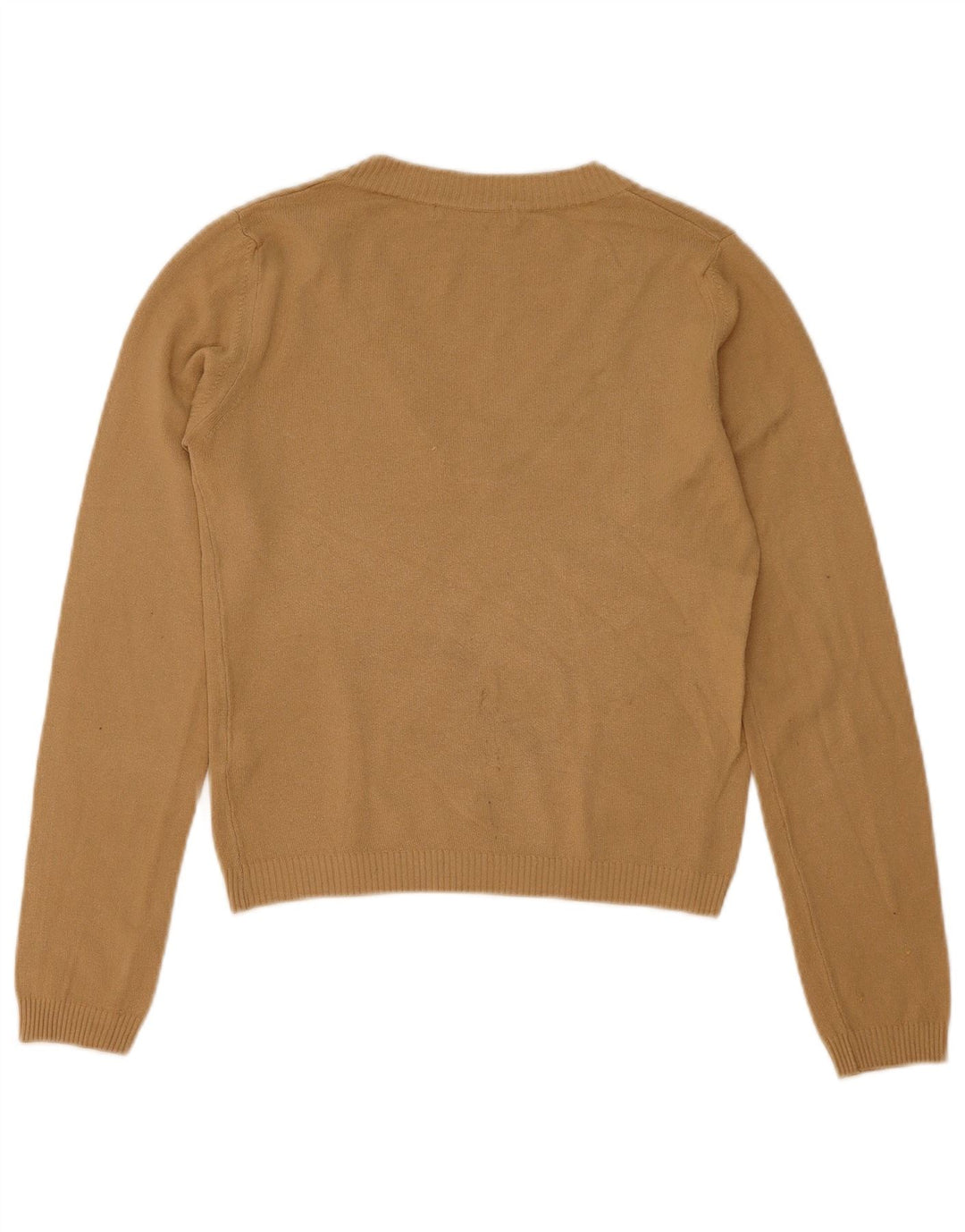 Maglione con scollo a V da donna Zara UK 12 Acrilico beige medio