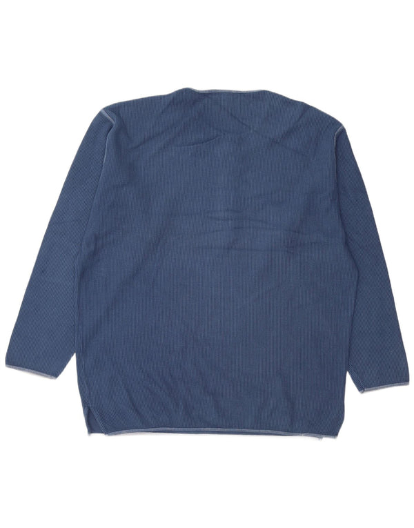 Maglione da uomo girocollo Stefanel grande in cotone blu navy