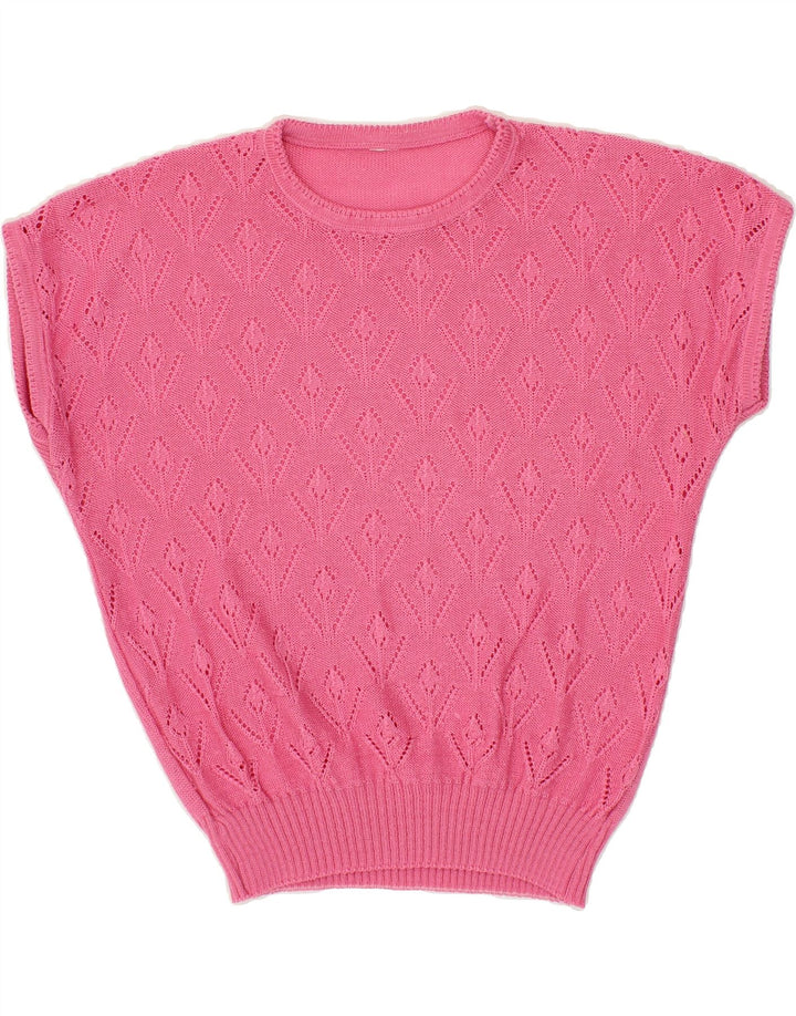 VINTAGE Womens Knit Blouse Top UK 14 Medium Pink Vintage Vintage and Second-Hand Vintage from Messina Hembry 