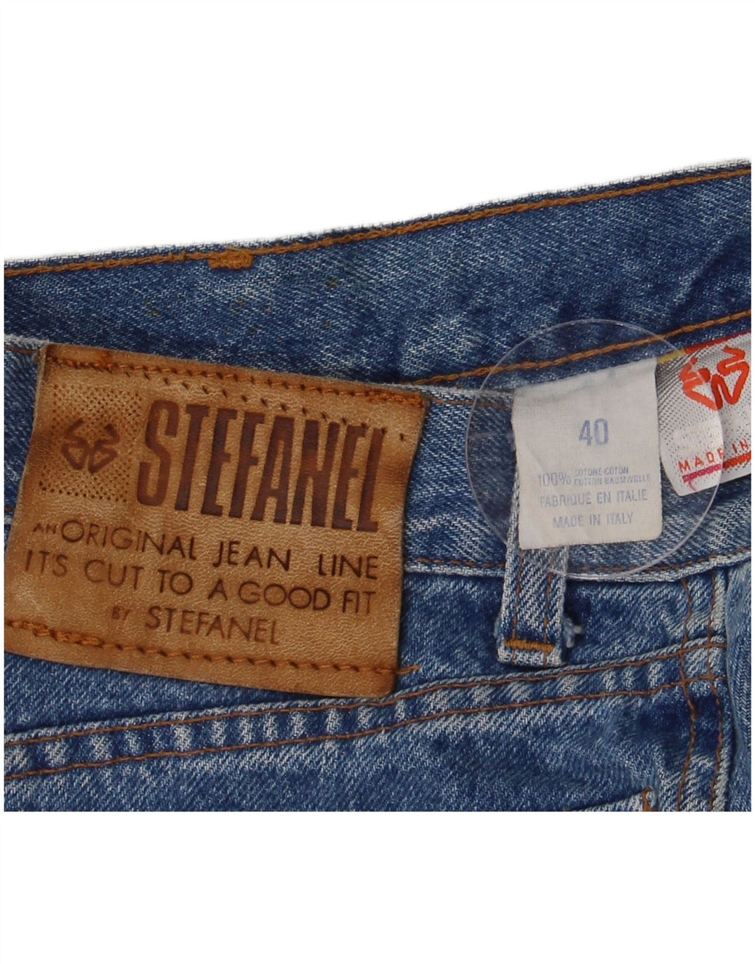 Gonna denim da donna STEFANEL IT 40 piccola W26 cotone floreale blu