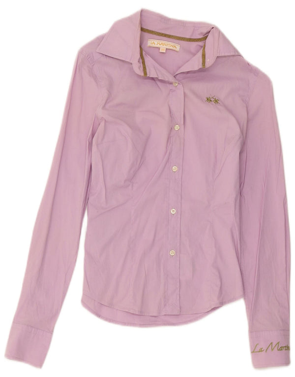 Camicia grafica da donna La Martina UK 6 XS cotone viola