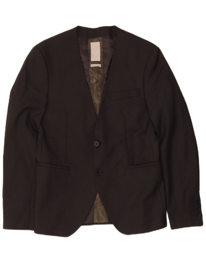 Giacca blazer da uomo a 2 bottoni Zara EU 48 poliestere nero medio