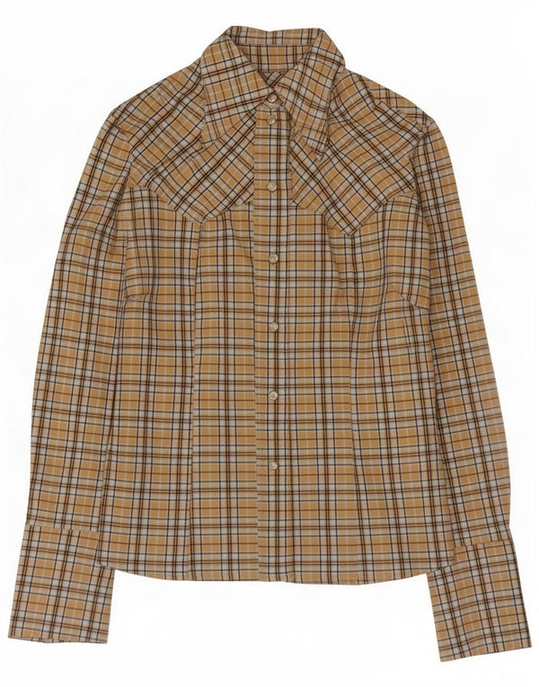 Camicia vintage da donna UK 16 Large Yellow Check