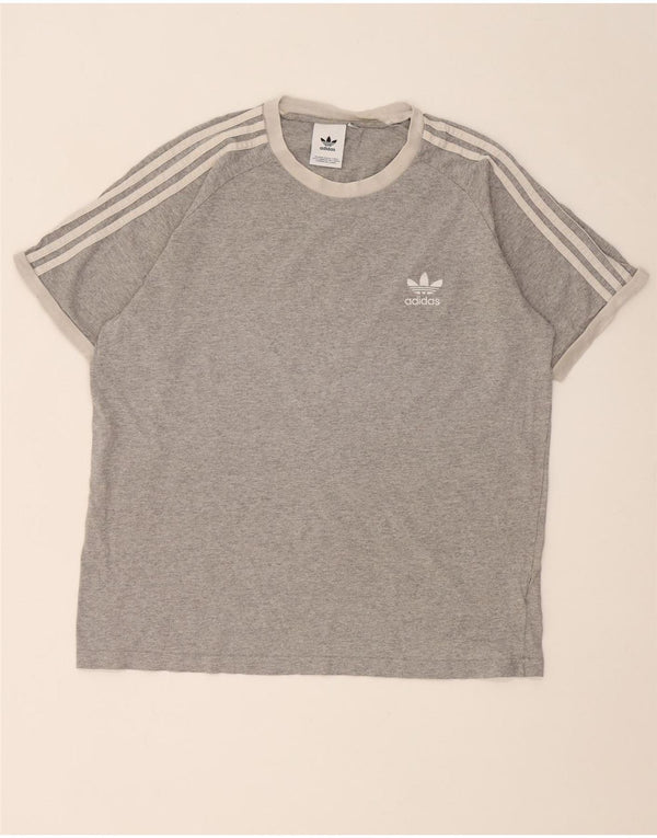Adidas Mens T-Shirt Top Large Grey Colourblock Cotton