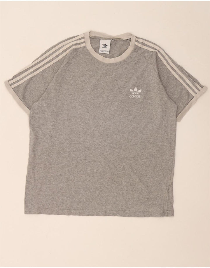 T-shirt Adidas da uomo Top Large in cotone color block grigio