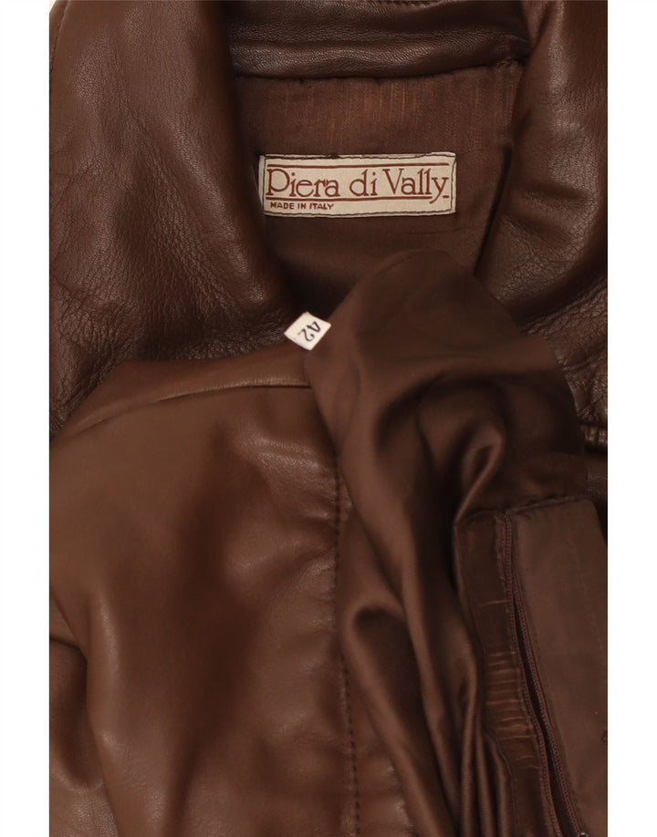Giacca in pelle vintage da donna IT 42 Marrone medio