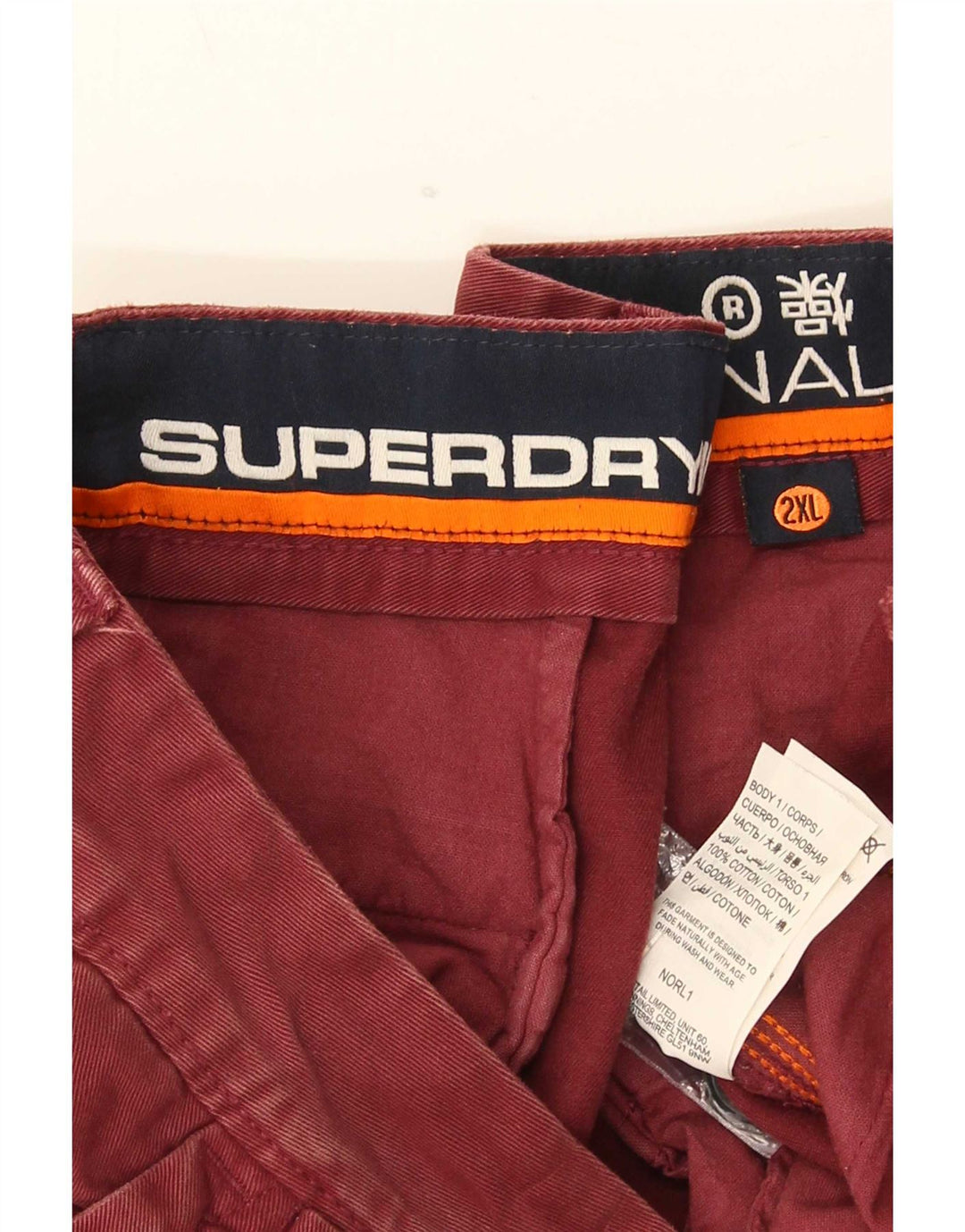 Pantaloncini chino da uomo Superdry 2XL W42 cotone marrone