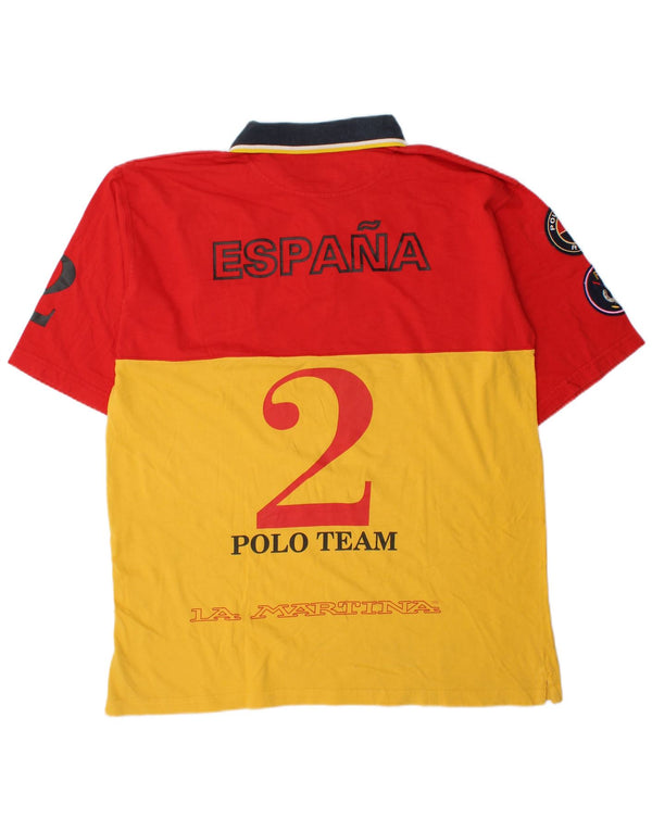 Polo da rugby grafica da uomo La Martina Espana 2XL cotone color block rosso