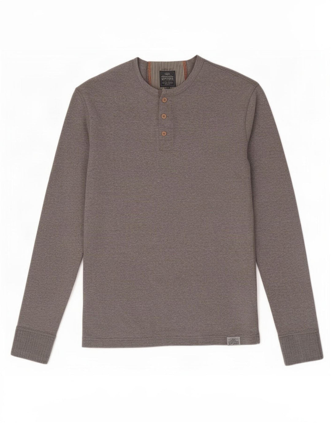 Top da uomo a maniche lunghe Superdry in cotone grigio medio