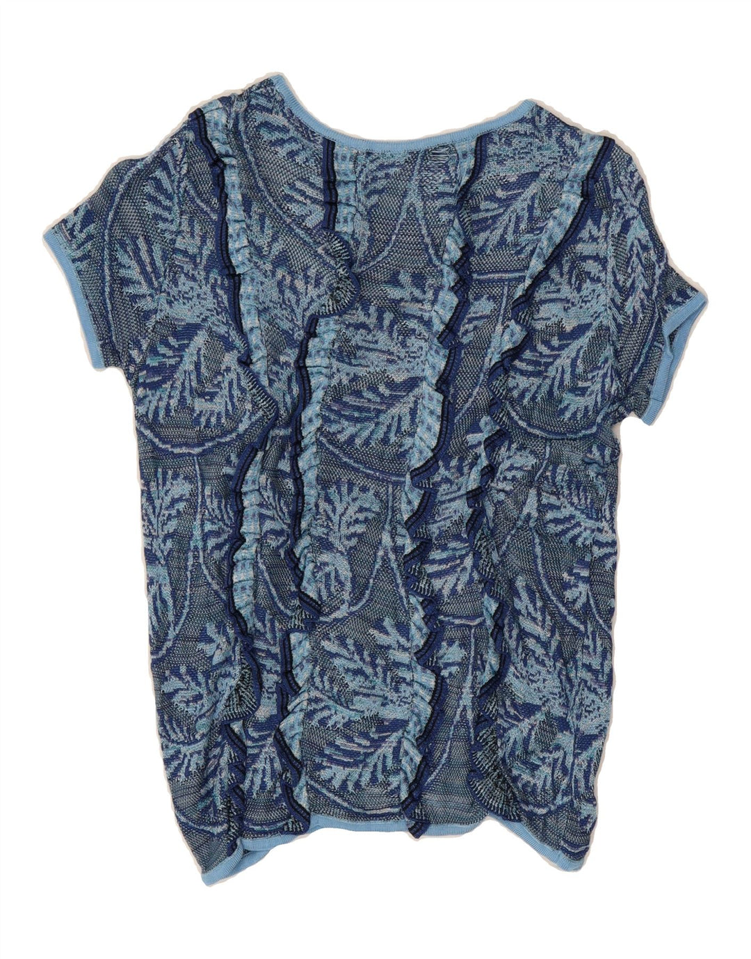 VINTAGE Womens Abstract Pattern Boat Neck Jumper Sweater UK 10 Small Blue Vintage Vintage and Second-Hand Vintage from Messina Hembry 