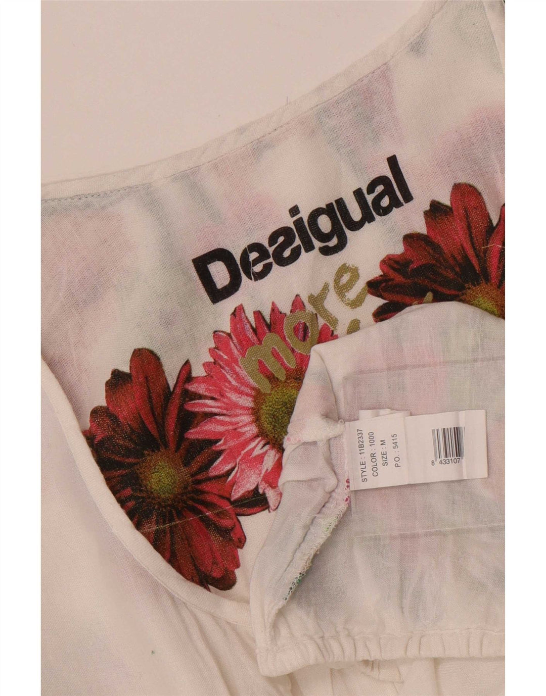 Desigual Donna Tunica Top UK 12 Viscosa floreale bianca media