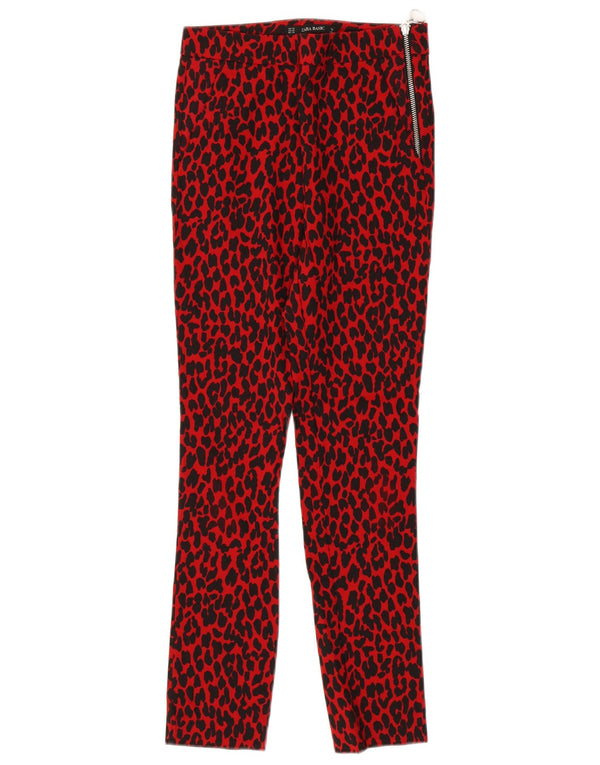 Pantaloni casual slim da donna Zara XS W24 L26 viscosa stampa animalier rossa