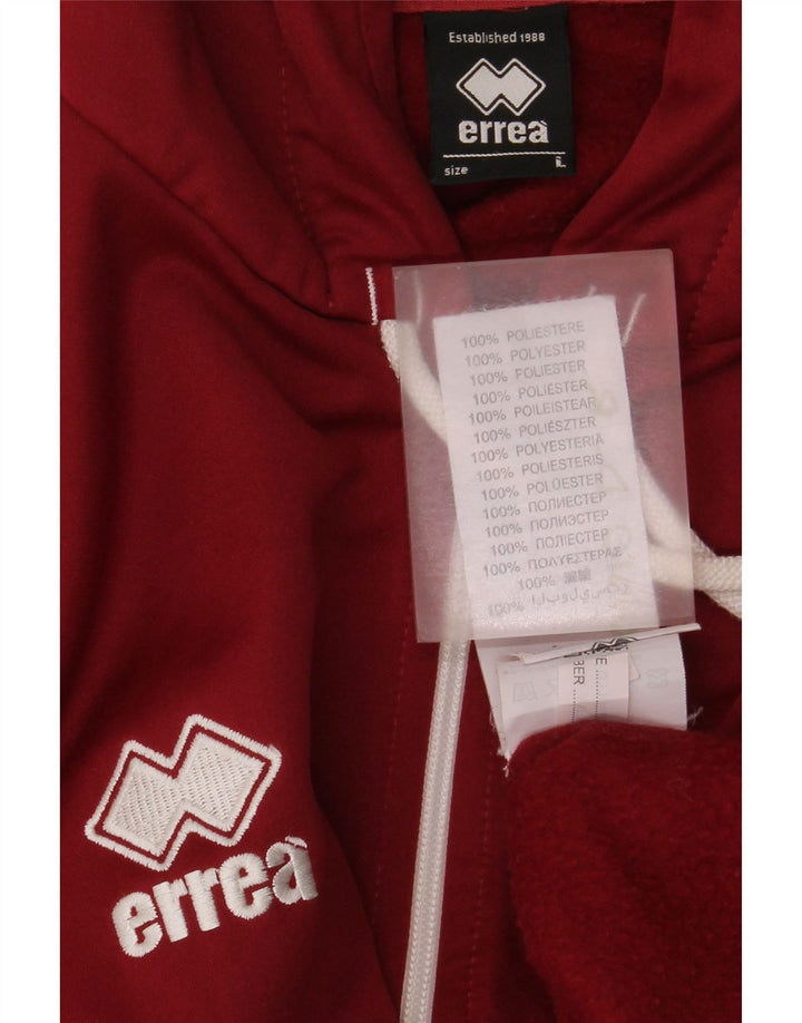 ERREA Felpa con cappuccio da uomo con zip grande rossa in poliestere