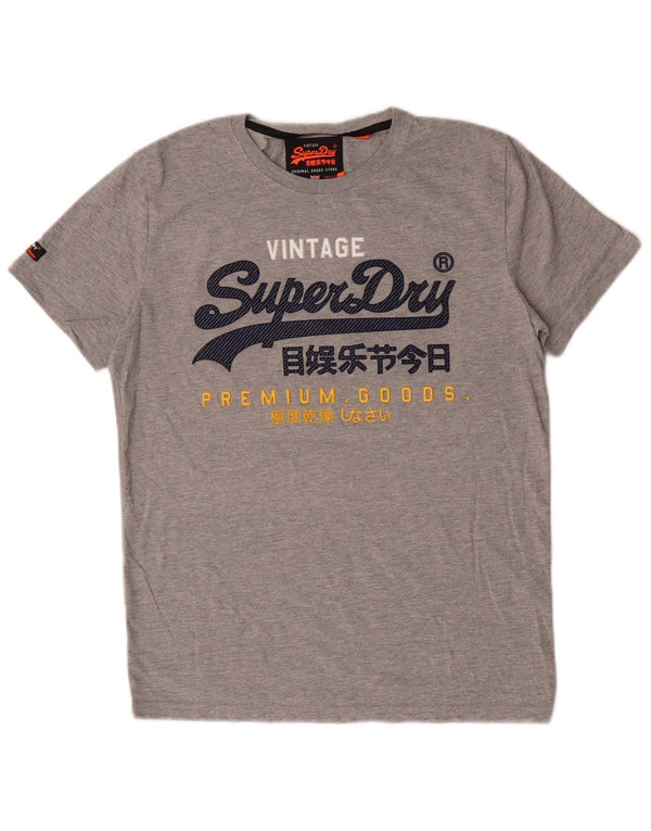 T-shirt grafica extra slim da uomo Superdry Top grande in cotone grigio