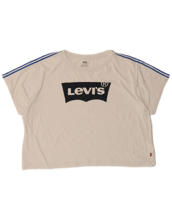 Levi's T-shirt grafica oversize corta da donna, taglia UK 14, colore bianco medio