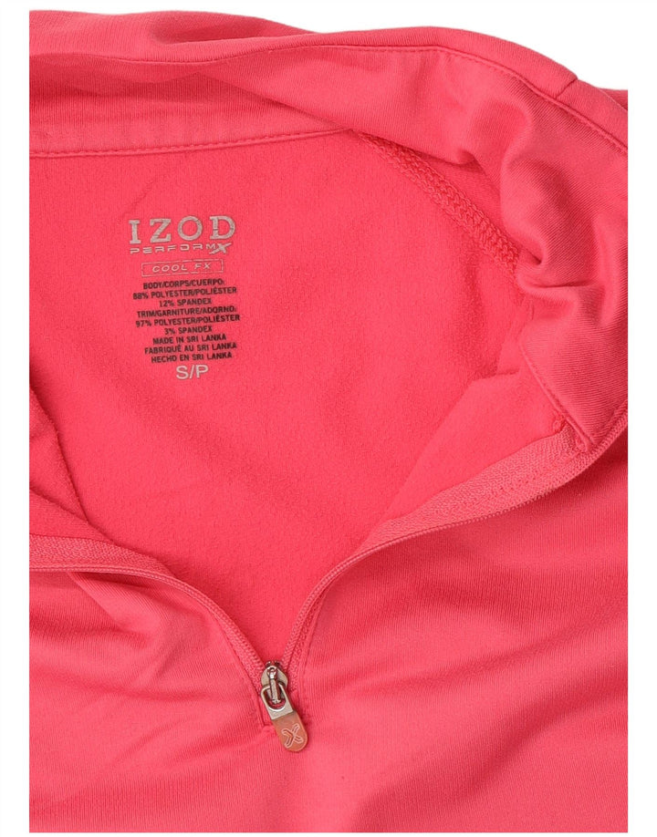 Felpa da uomo con zip e collo IZOD, piccola, in poliestere rosa
